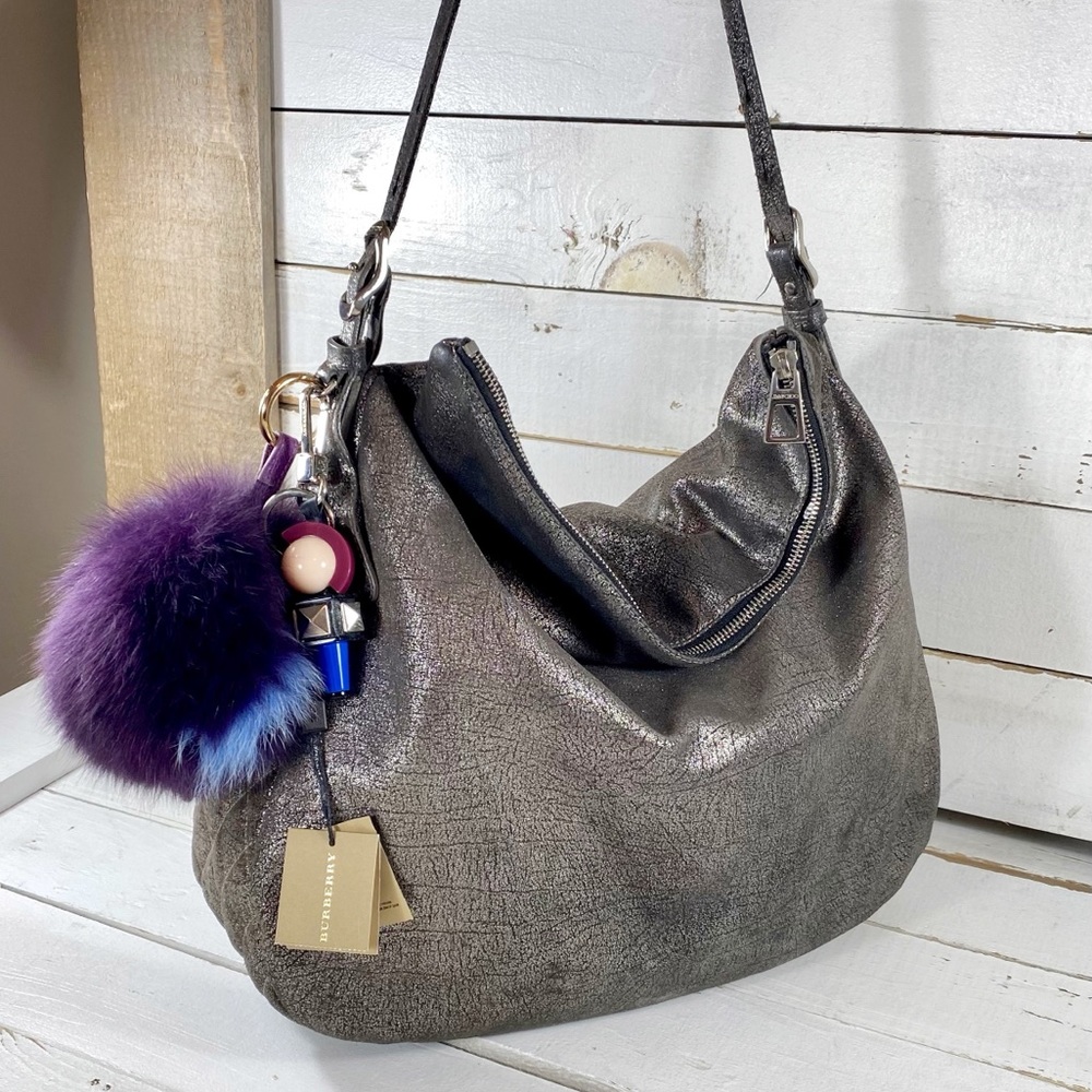 Jimmy Choo Metallic Cracked Leather Hobo Bag